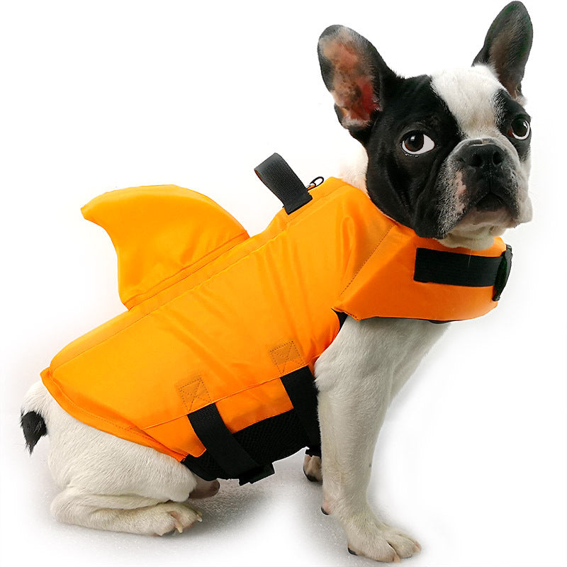Chaleco salvavidas con aleta de tiburón para perros